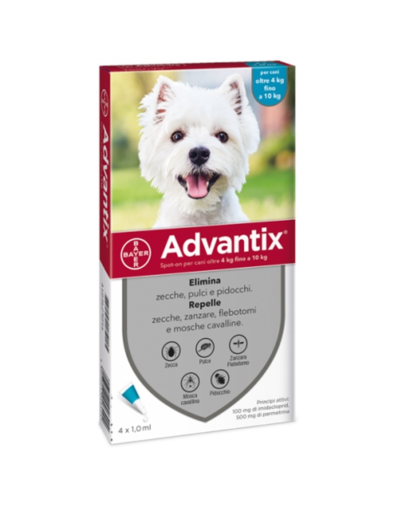 Advantix Spot-On per Cani oltre 4kg fino a 10kg 4 pipette x 1ml