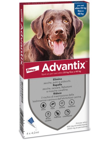 Advantix Spot-On per Cani 25kg - 40kg 4 pipette 4 pipette x 4,0 ml