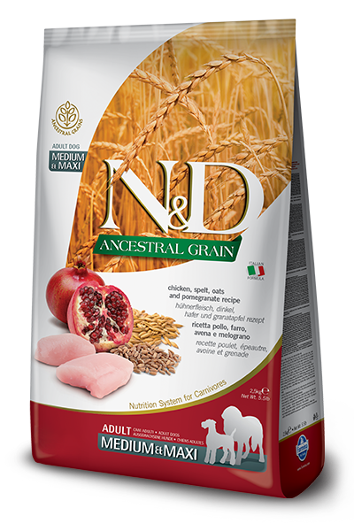 N&D Ancestral Grain  Adult Medium Pollo e Melograno 2,5Kg
