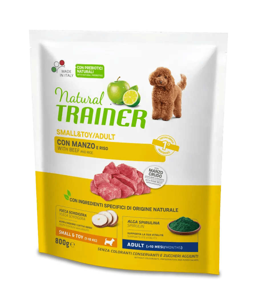 Trainer Natural Dog  Adult Small & Toy Manzo e Riso 800g