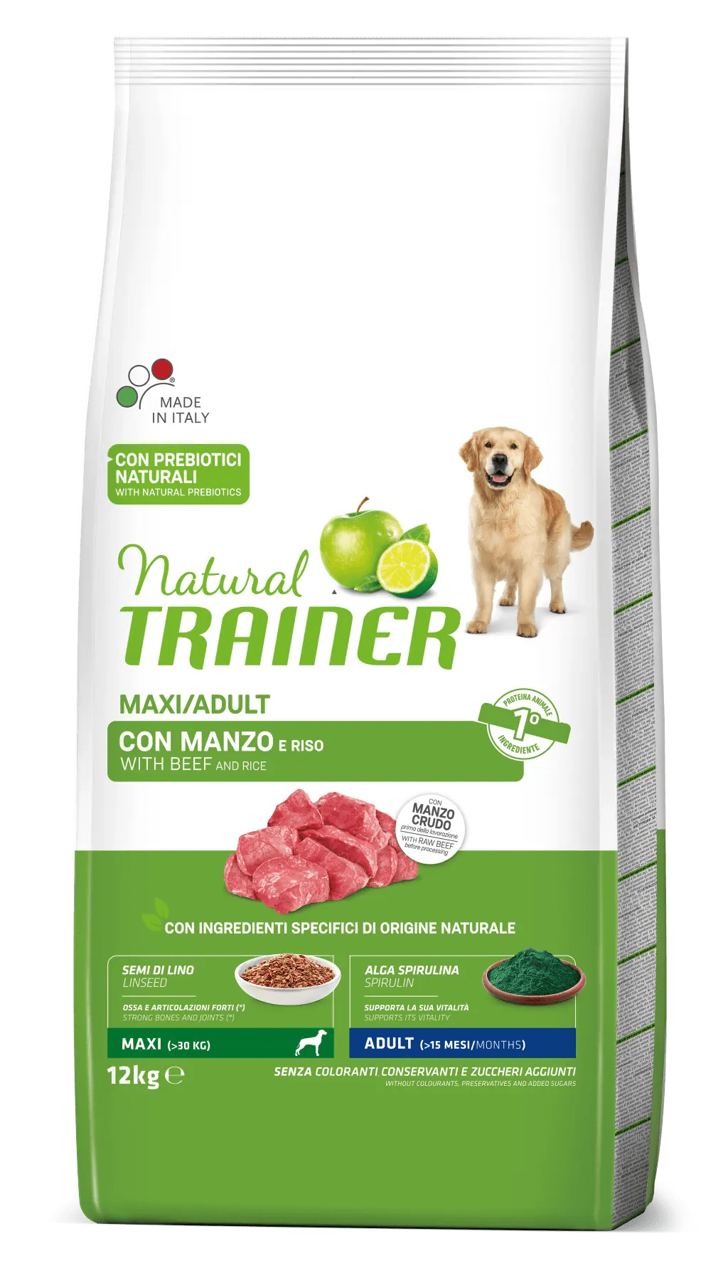 Trainer Natural Dog Maxi Adult Manzo e Riso	12kg
