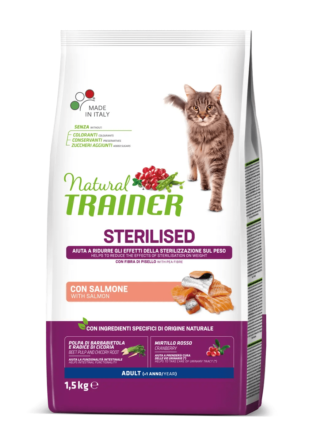Trainer Natural Cat Adult Sterilised with Salmon 1,5 kg