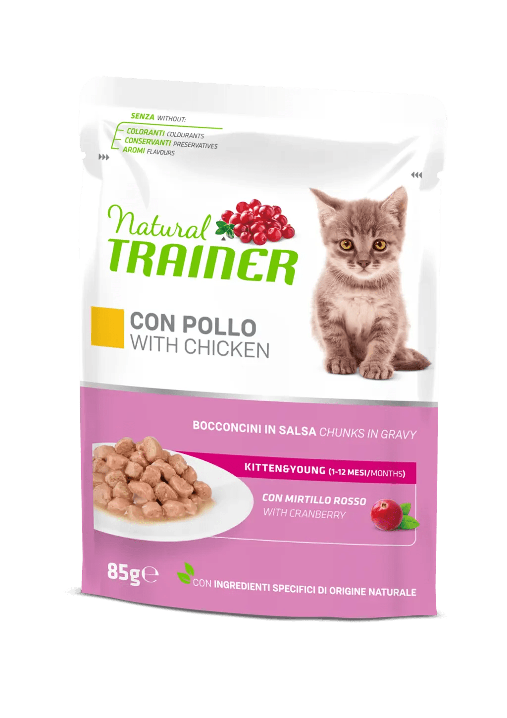 Trainer Natural Cat KITTEN & YOUG with CHICKEN Busta 85 gr
