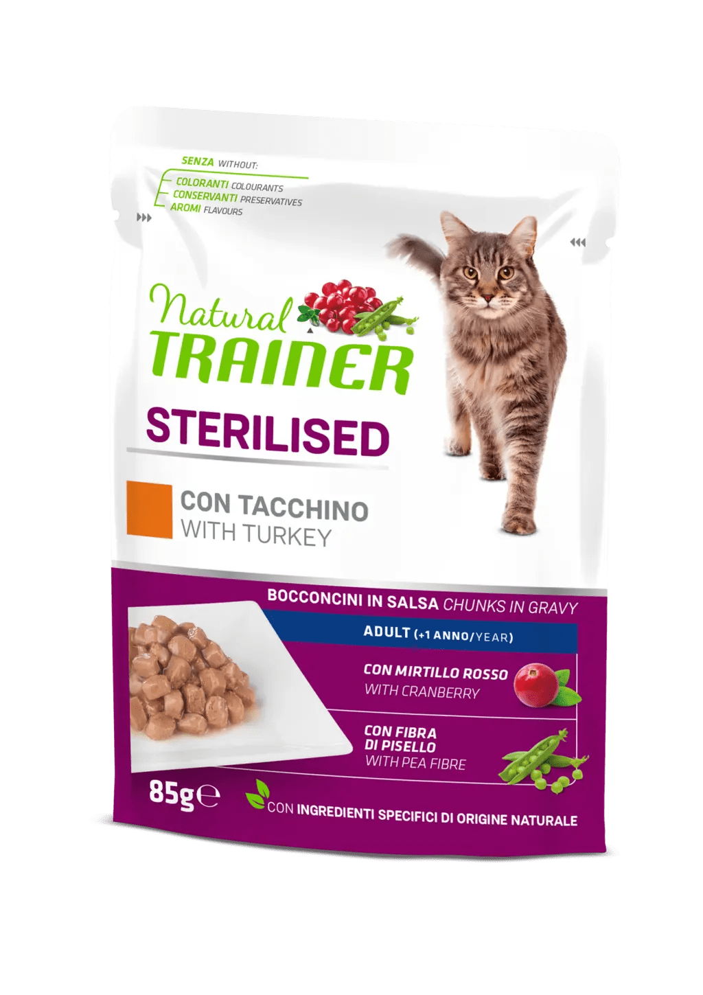 Trainer Natural Cat Sterilised with TURKEY Busta	85 gr