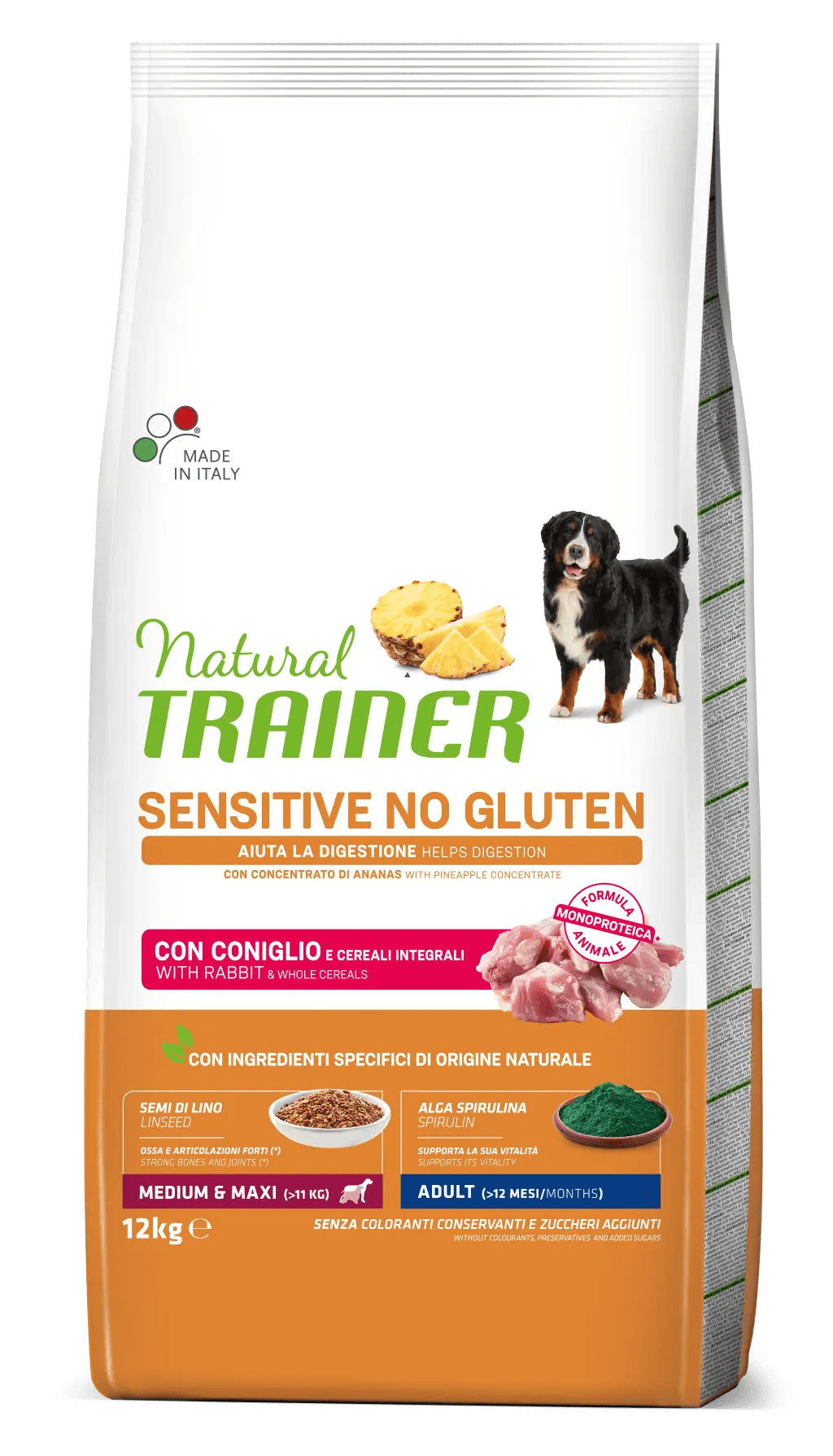 Sensitive No Gluten Medium&Maxi Adult con coniglio e cereali integrali 12,5 kg